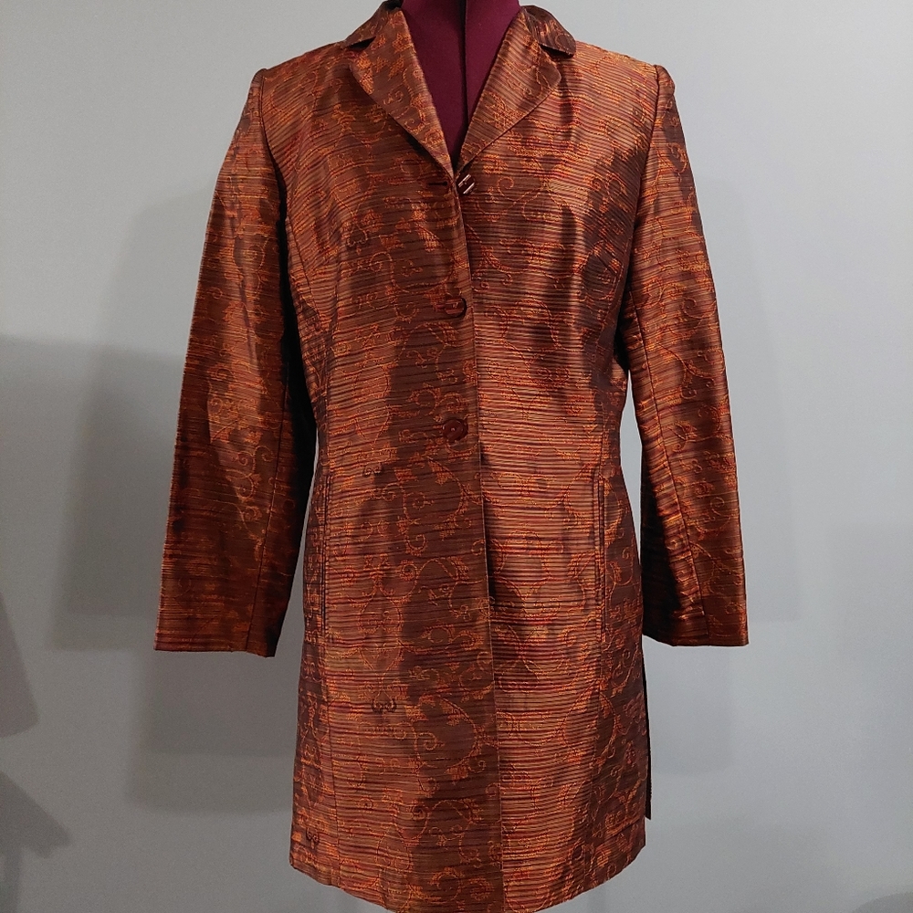 Travis Ayers 100% Silk Blazer Jacket Size 8 Russ 0range